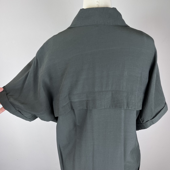 Flawless, Midi Charcoal Button Down Black Dress, Small - Picture 4 of 13